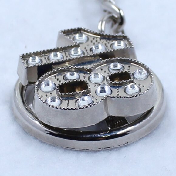 Silver Tone Keychain With Spinning Number 18 And Rhinestones - Picture 9 of 10